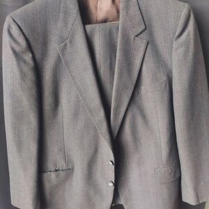 VINTAGE Ratner clothes Mens pin strip Suit Jacket Blazer Pants Size 46R Blue